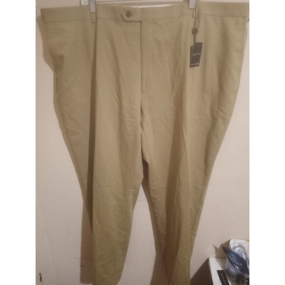 New JOSEPH & FEISS Men's Size 50 Classic Fit Pleated 100% Wool Dress Pants Brown - Picture 1 of 10